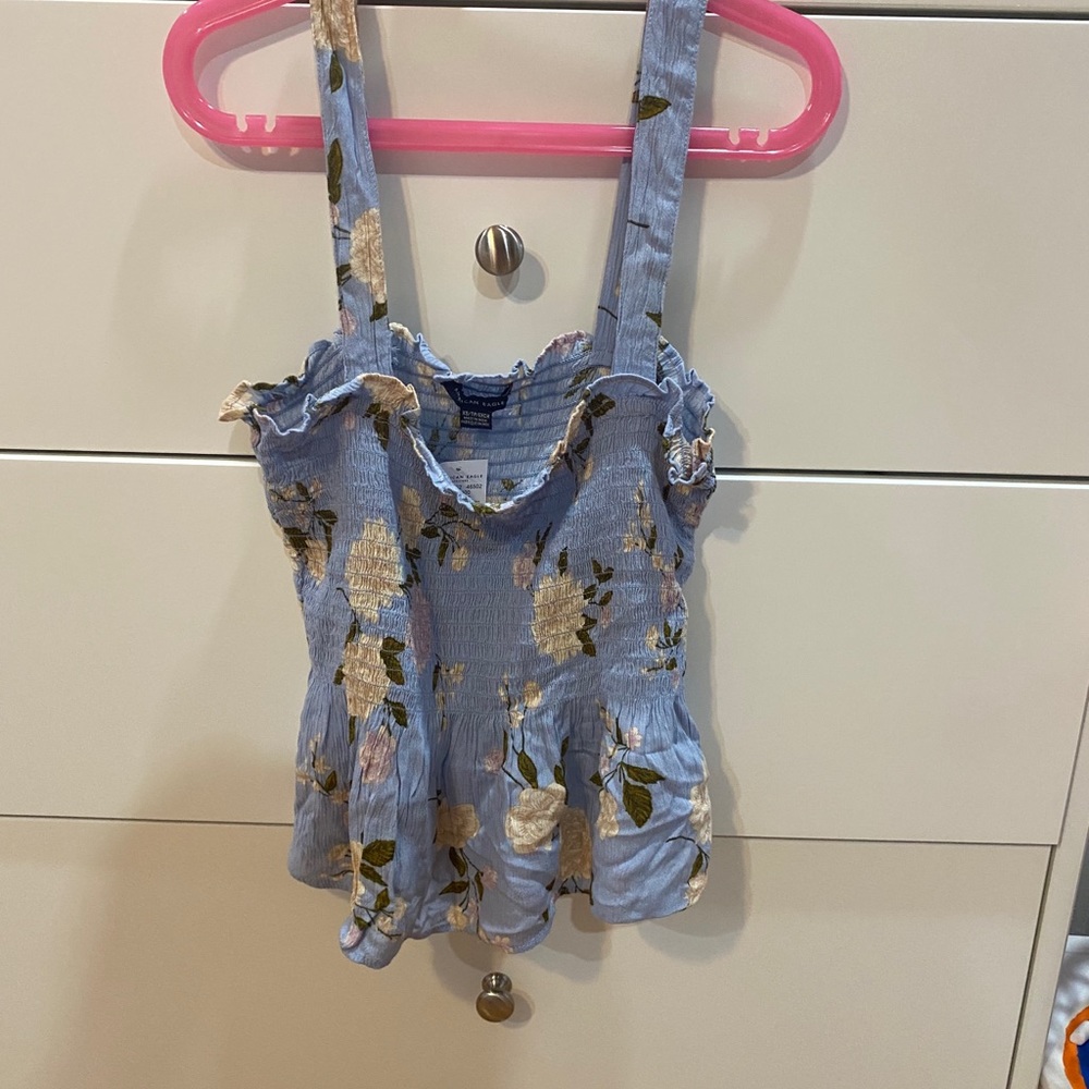 Blue Floral Tank Top